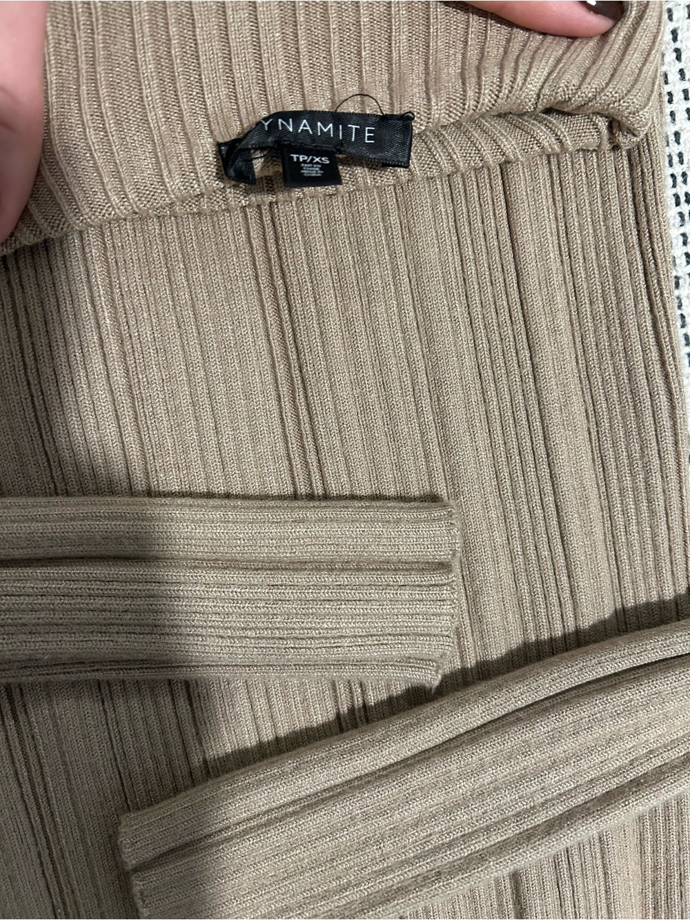 Dynamite Ribbed Mock Neck Sweater - Beige - Picture 2 of 3